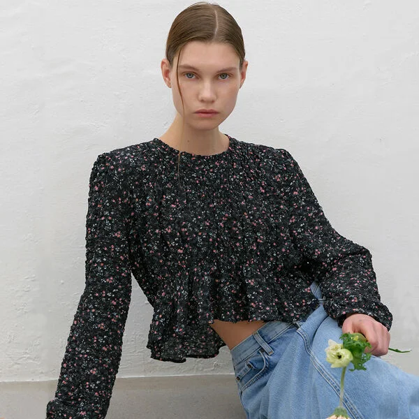 SMILE SMOKING PRINT BLOUSE(BL-4206)