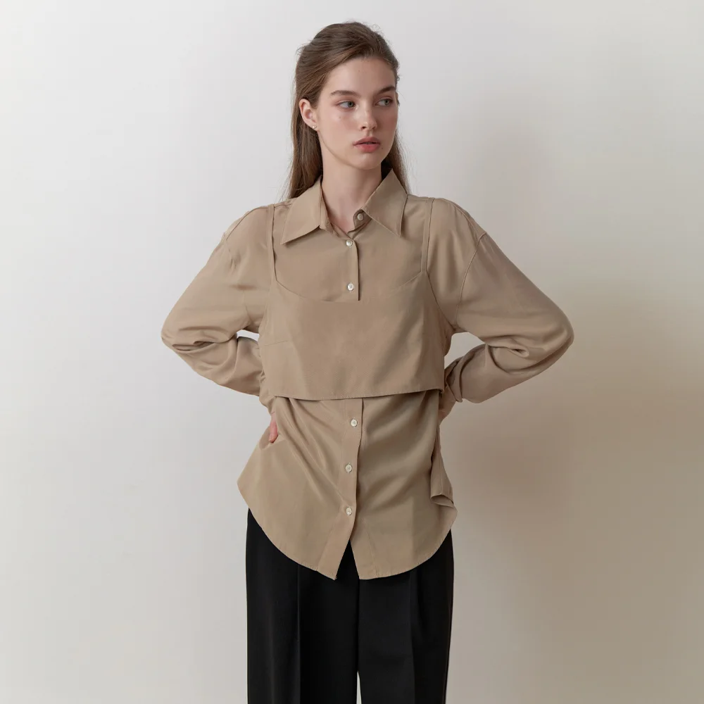 Bay bustier blouse_2piece (khaki beige)