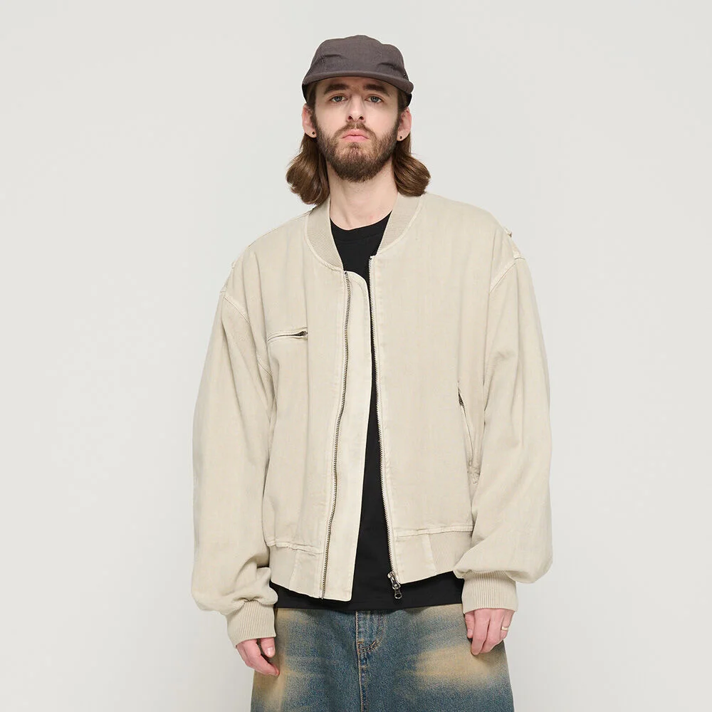 PIGMENT WASHED BLOUSON JACKET (BEIGE)