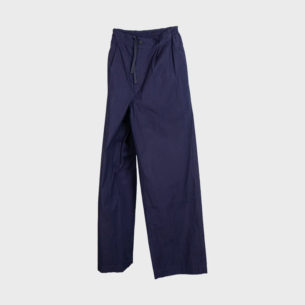 INDIGO COTTON TUCKED PANTS