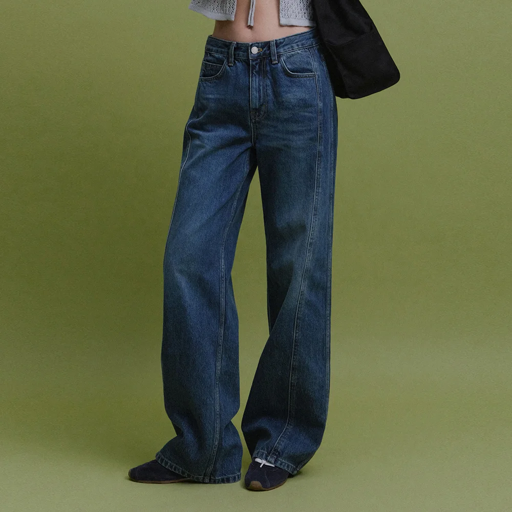 Rion Side Panel Loose Denim (Dark Blue)