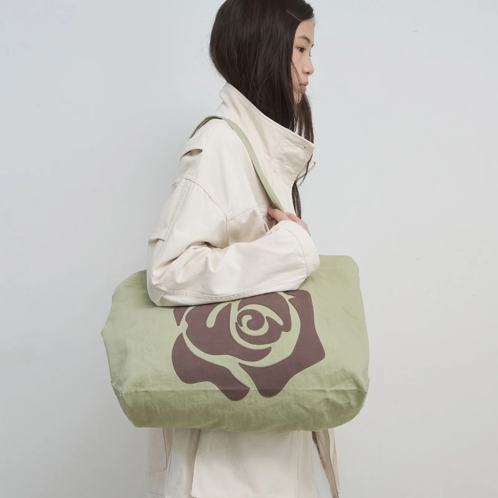 ROSE PATCH ECO BAG_GREEN
