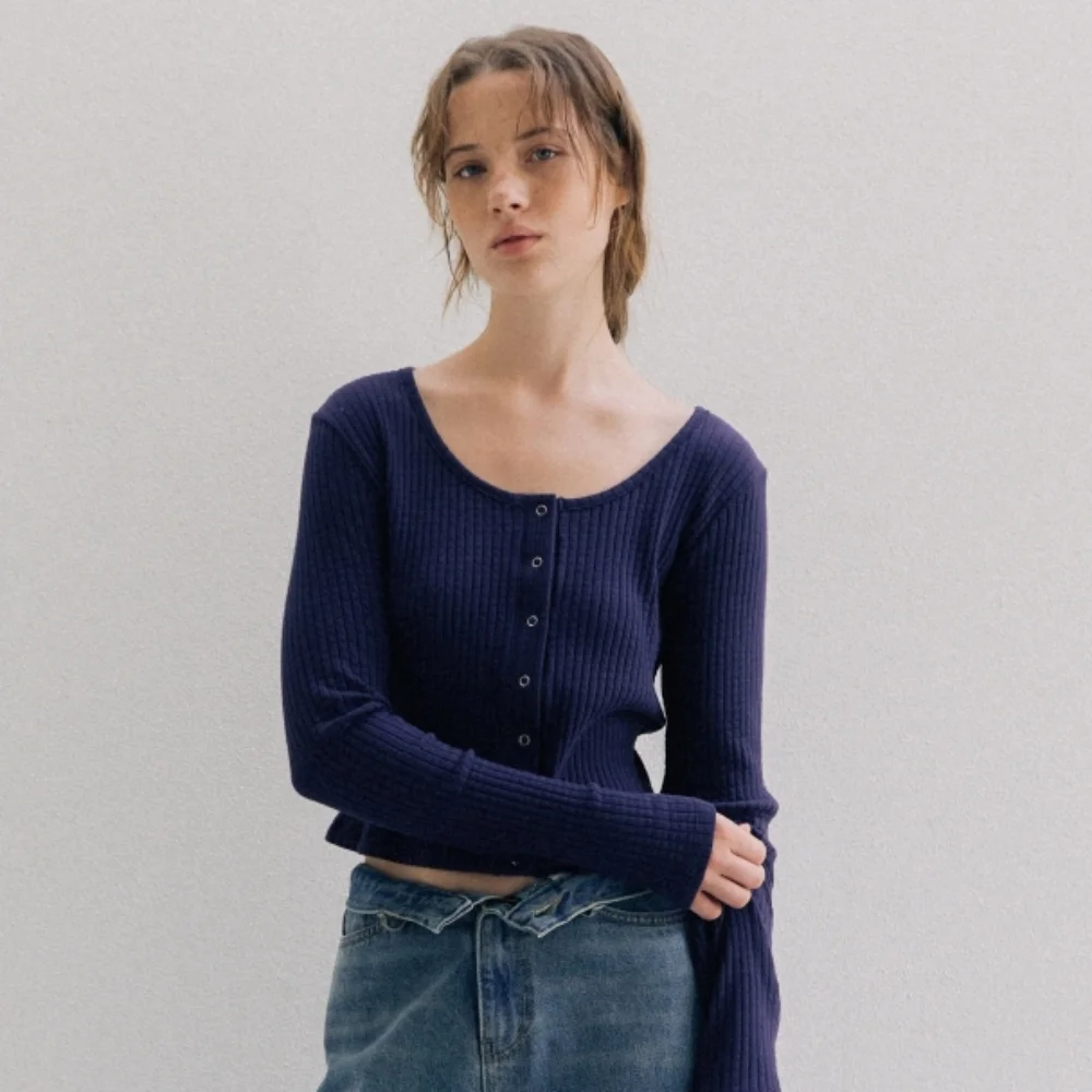 SOFT RIB JERSEY CARDIGAN NAVY PURPLE