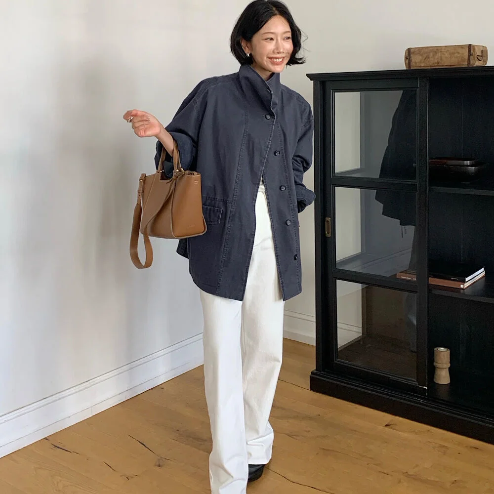 Pure straight cotton denim pants_Ivory