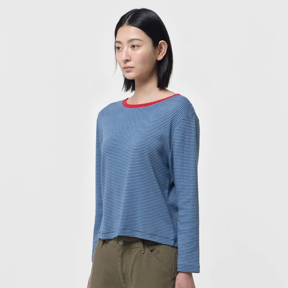 MID SLEEVE STRIPE TOP / BLUE