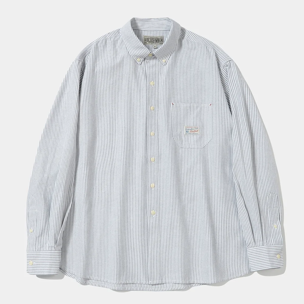 SL-LABEL ONE POCKET OXFORD SHIRTS_GRAY STRIPE