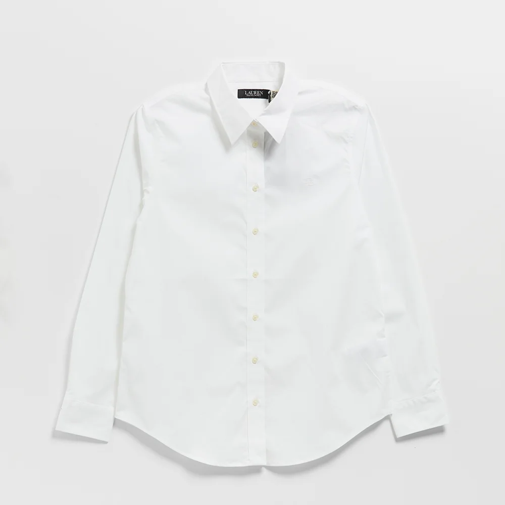 輕鬆 護理 彈力 純棉 襯衫 (WHITE)