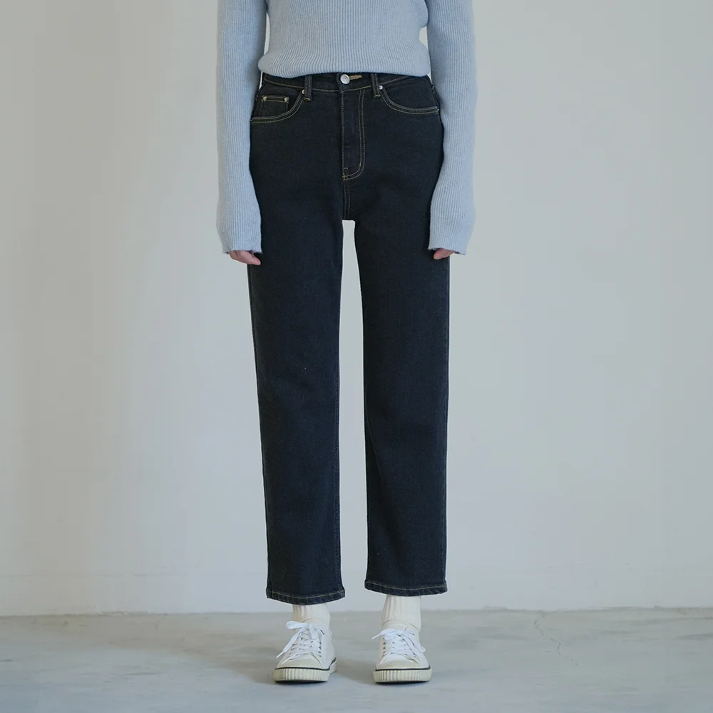 Warm fluff Span denim (Washed Black)