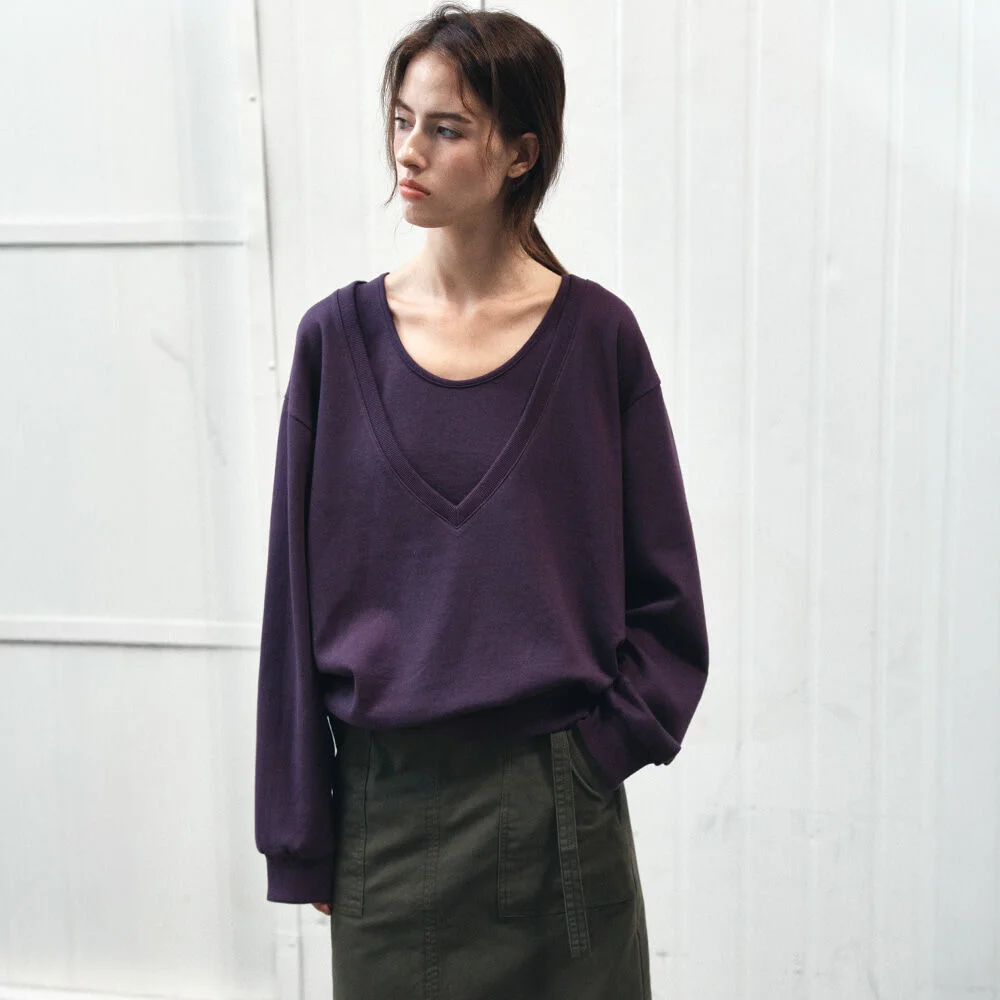V-neck MTM sleeveless set _Purple