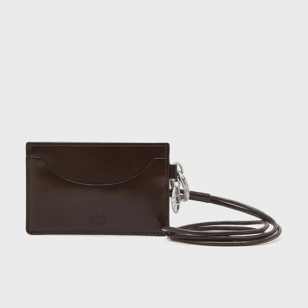 深啡色 Box Leather 肩帶 卡片銀包 AAHO6E602W3