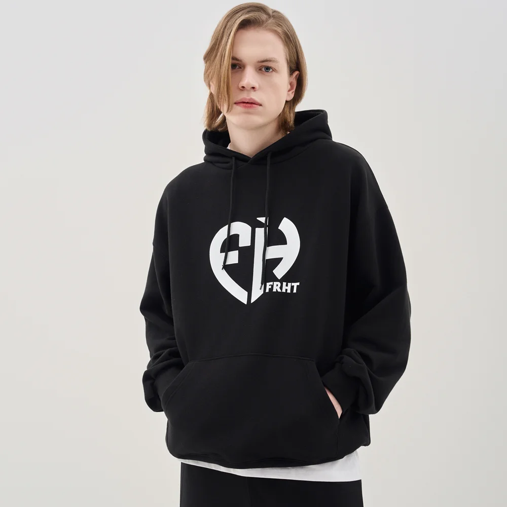 OVERSIZE LOGO HEART SYMBOL HOODIE_BLACK