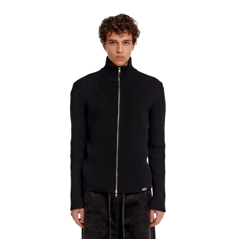MEN SLIM-FIT ZIP-UP SWEATER - BLACK
