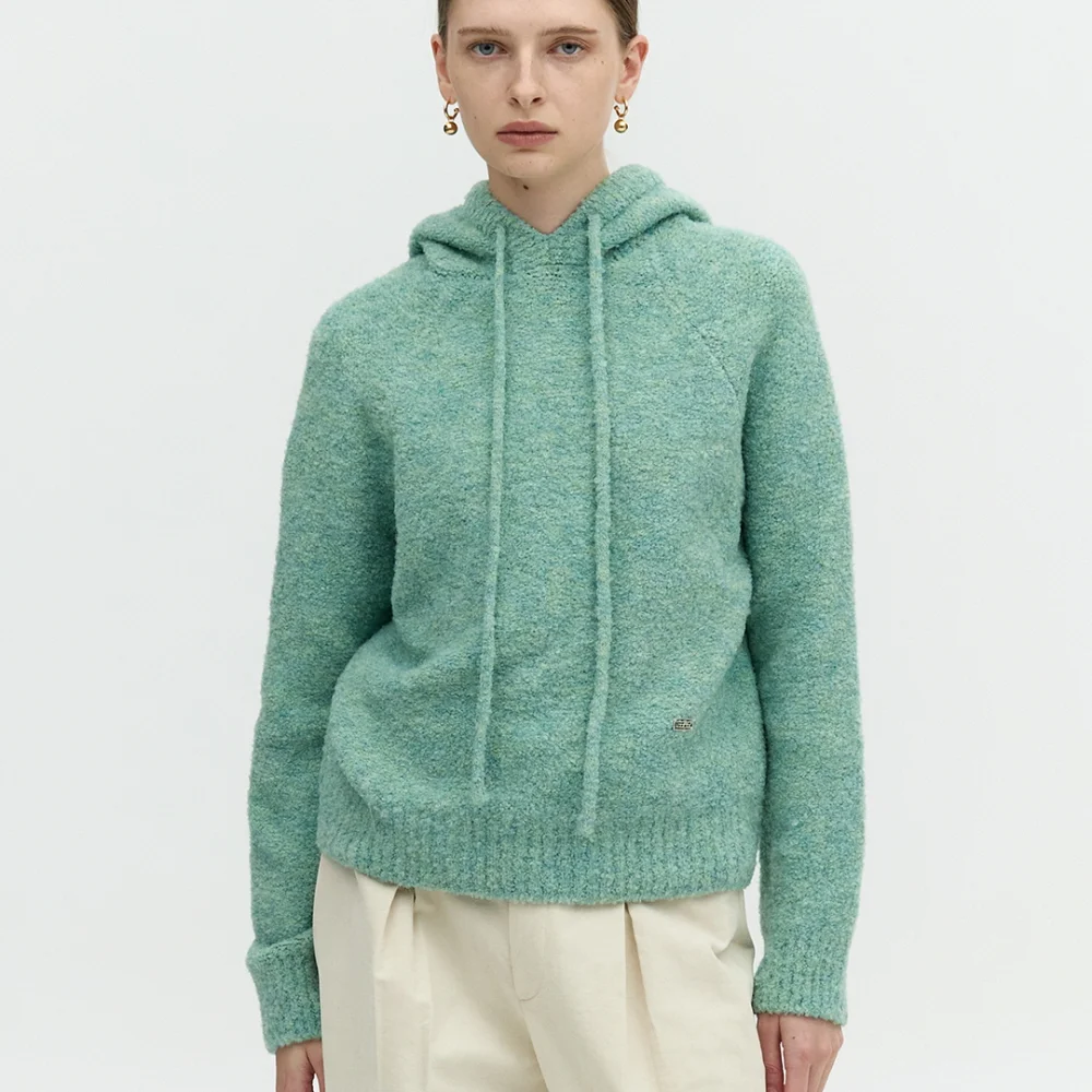 BOUCLE KNIT HOODIE_MINT