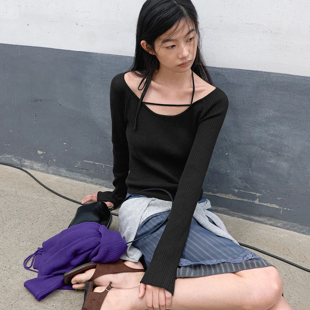 (T-7296)BALLET RIBBED STRING KNIT