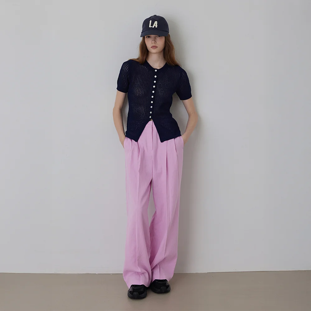 Linen Two-Tuck Wide Slacks Pants