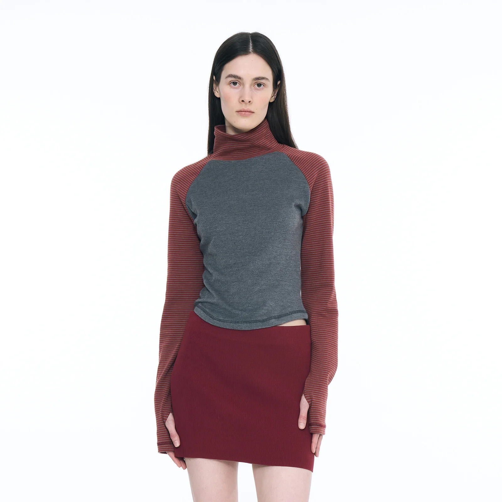 STRIPE MULTI HIGHNECK TOP_MELANGE
