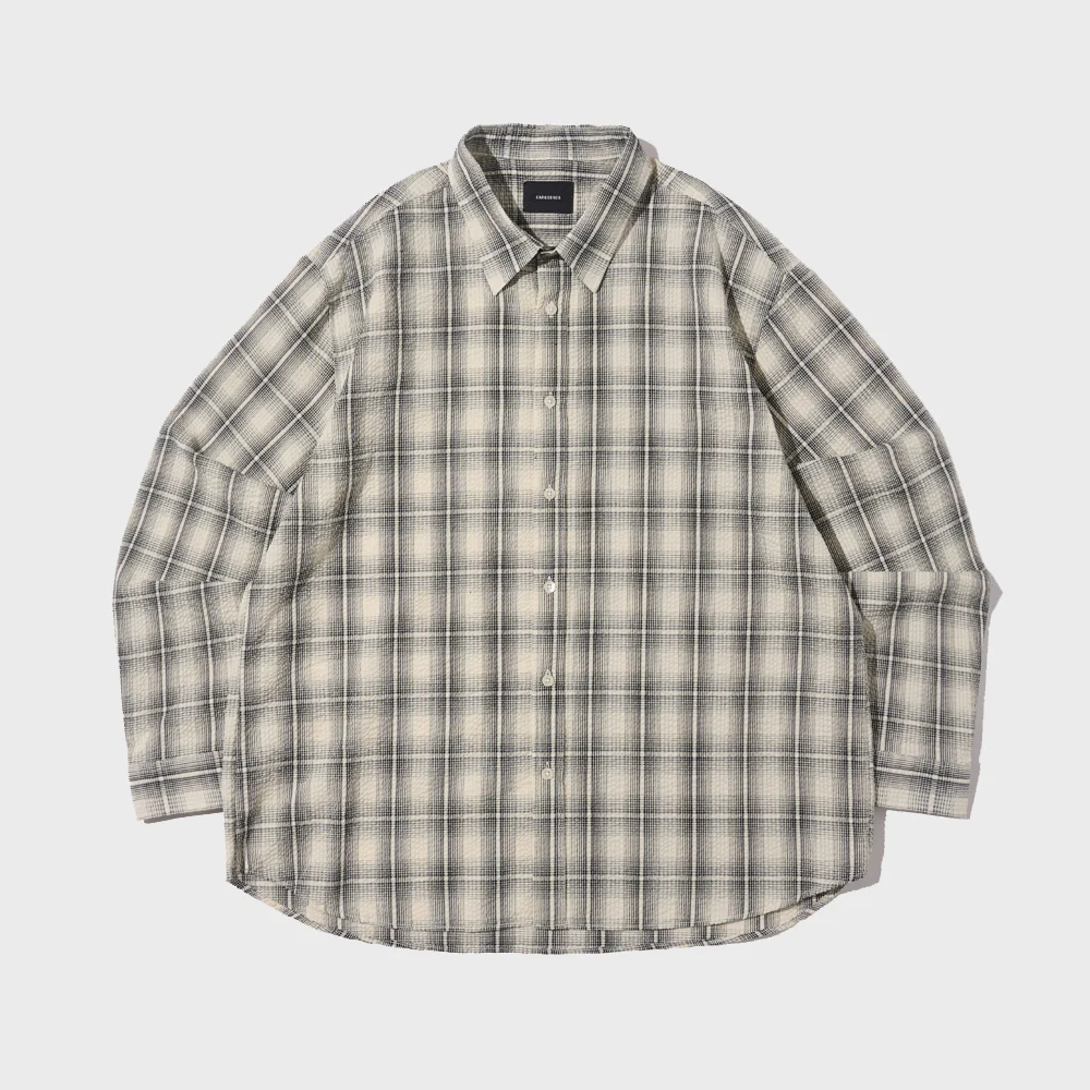 CREEZ LOOSE FIT CHECK SHIRT (WHITE)