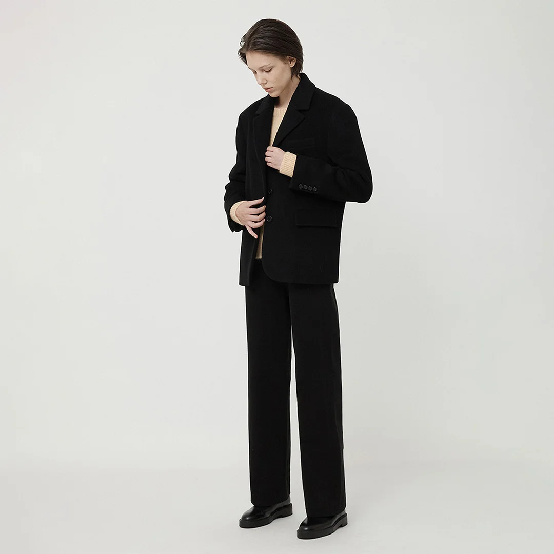 WOMAN CLASSIC BRUSHED COTTON PANTS BLACK