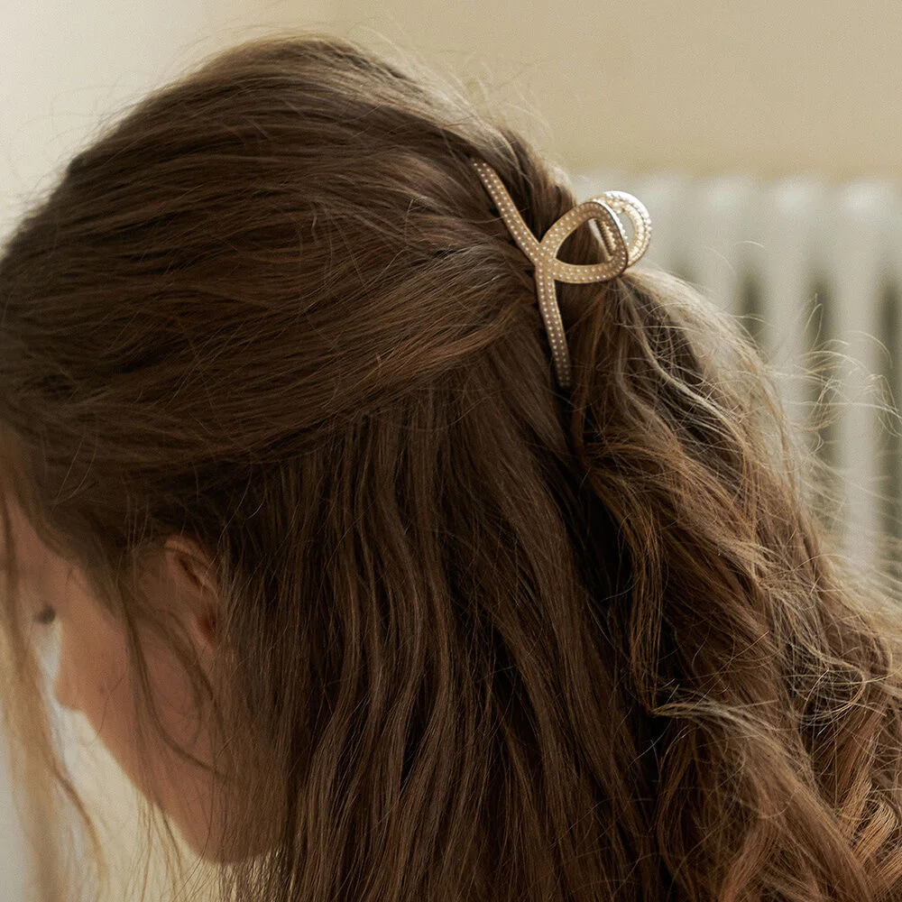 minimal twist pearl line hair clip HC014