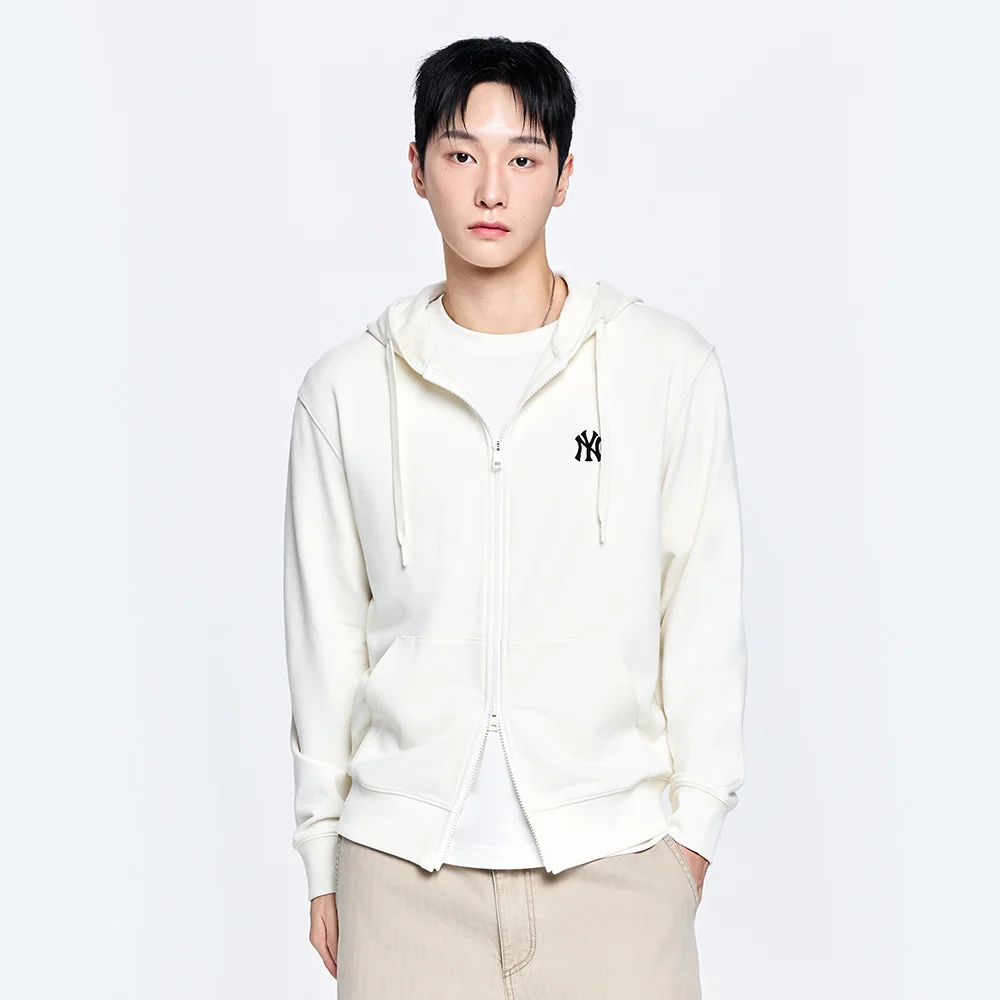 基本款 小標誌 連帽拉鍊外套 NY (Cream)