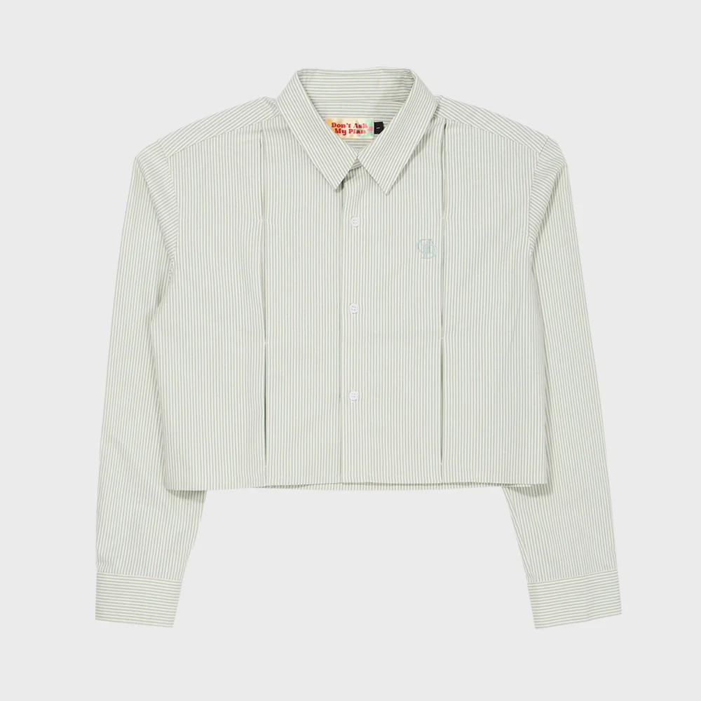 DAMP STRIPE CROP SHIRT_GREEN