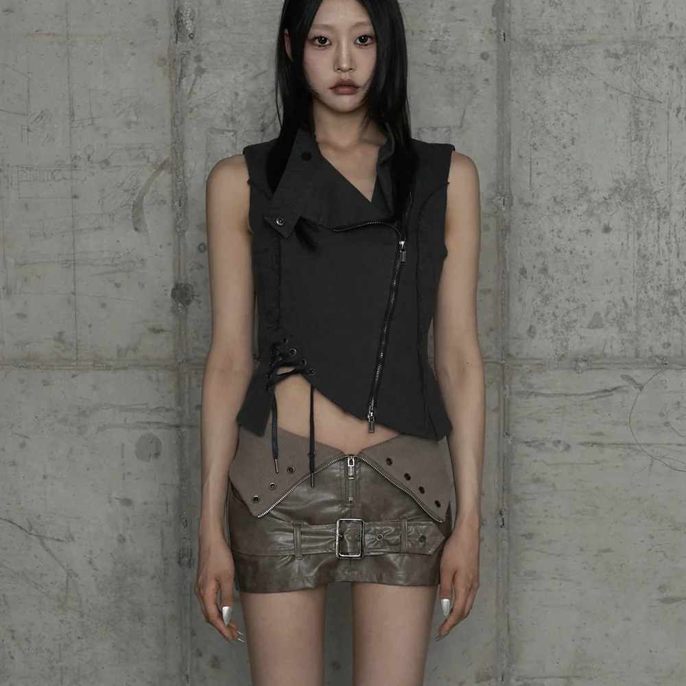 Diagonal Corset Vest (Dark Gray)