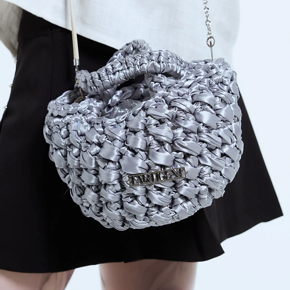 L11 SATIN CROCHET CHAIN BAG(SILVER)