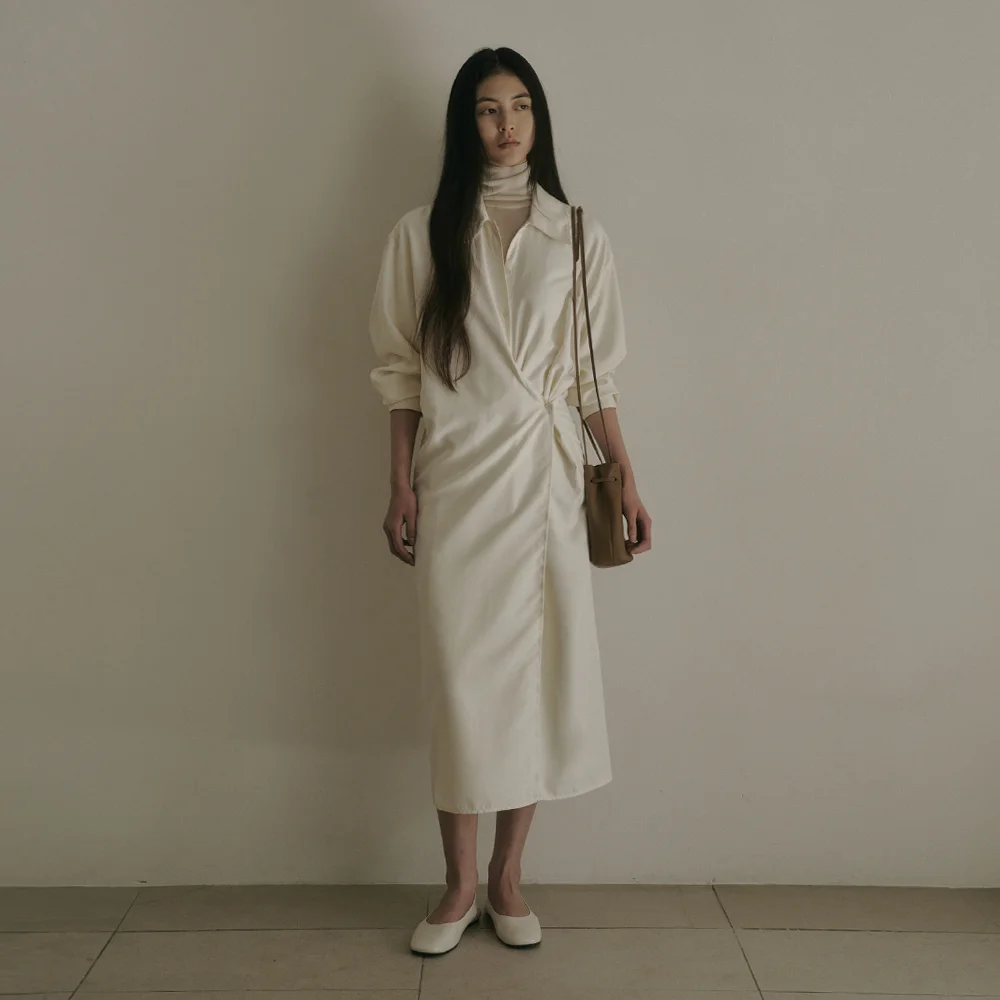 BENI SHIRT WRAP LONG DRESS_CREAM