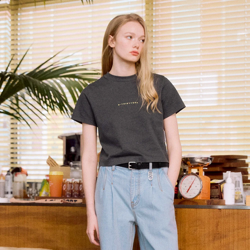 Small Logo Pigment-Dyed T-shirt (CHARCOAL)