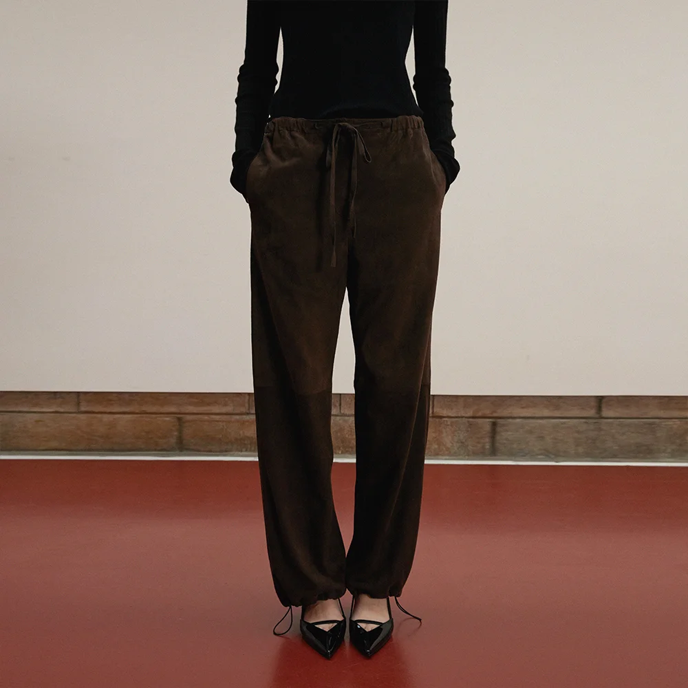 Suede Parachute Pants_Deep Brown