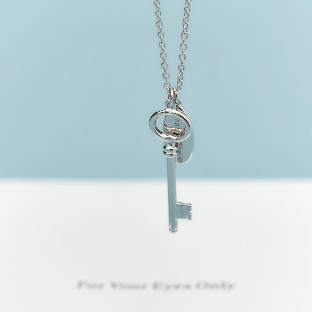 Logo Key Pendant Necklace (Silver)