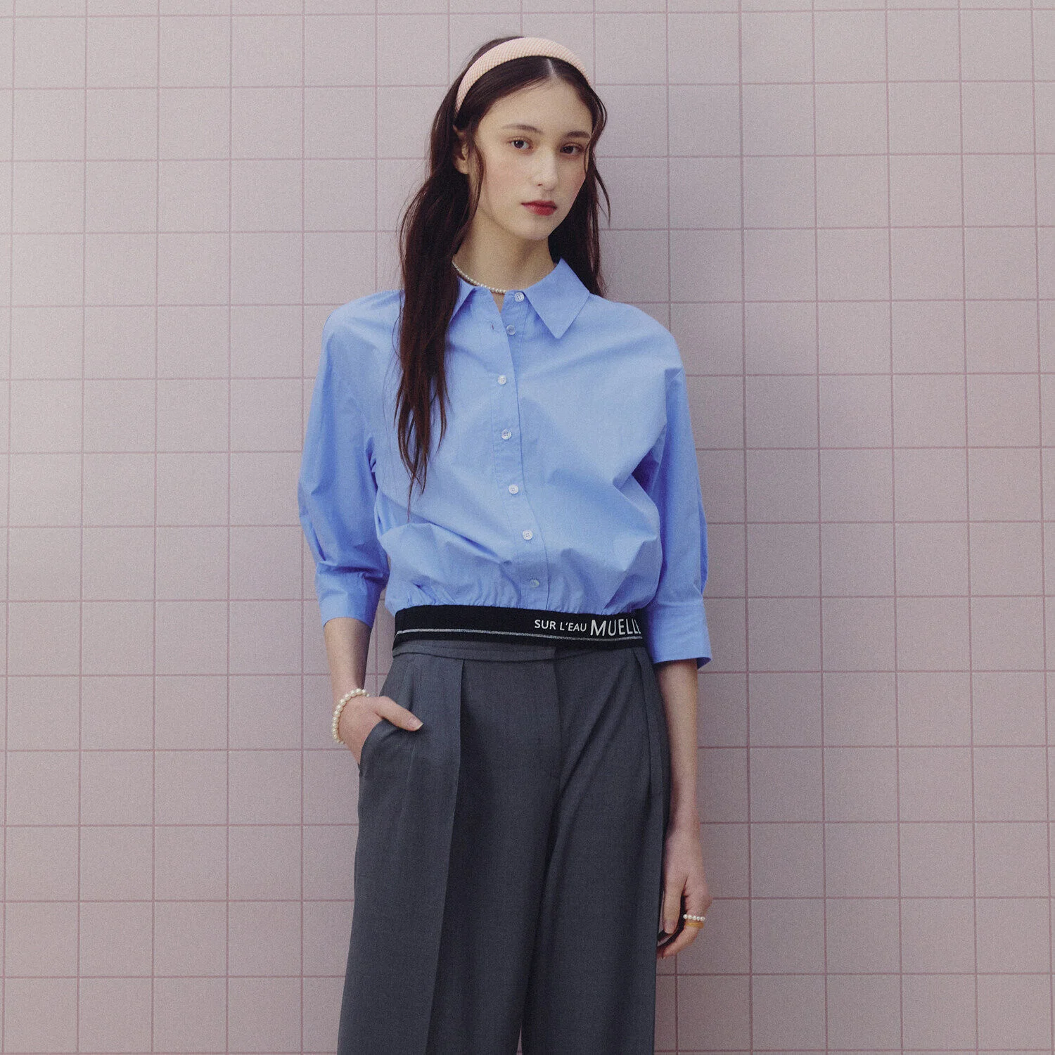 Demiz 字母印花 條帶 襯衫 SWBLNE0300