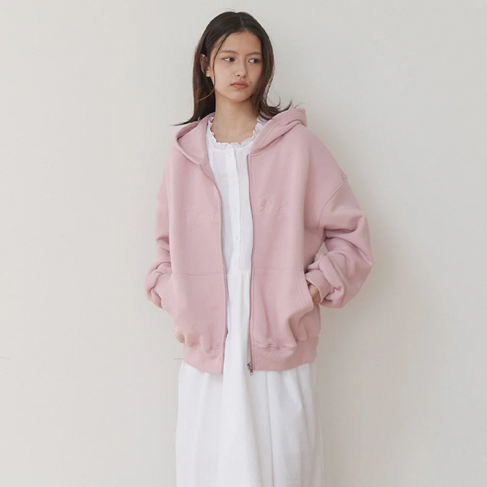 cozy stitch zip-up hoodie - dusty pink