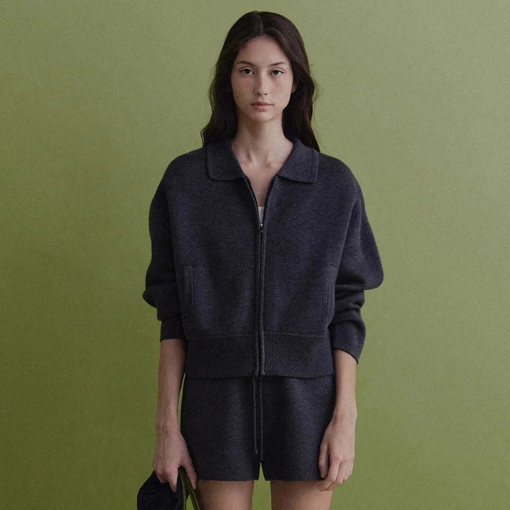 Pony Soft Collar Zip Up (Charcoal)