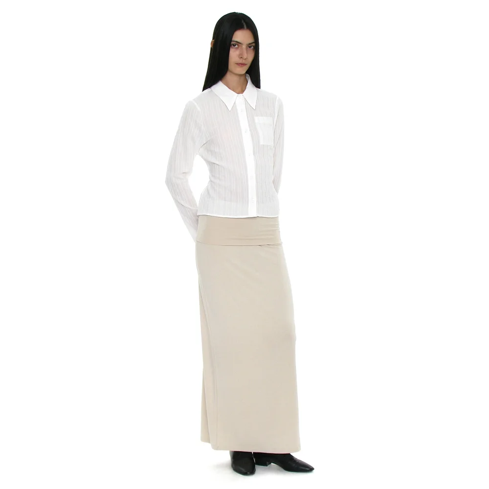PWC FOLDING WAIST JERSEY MAXI SKIRT_IVORY