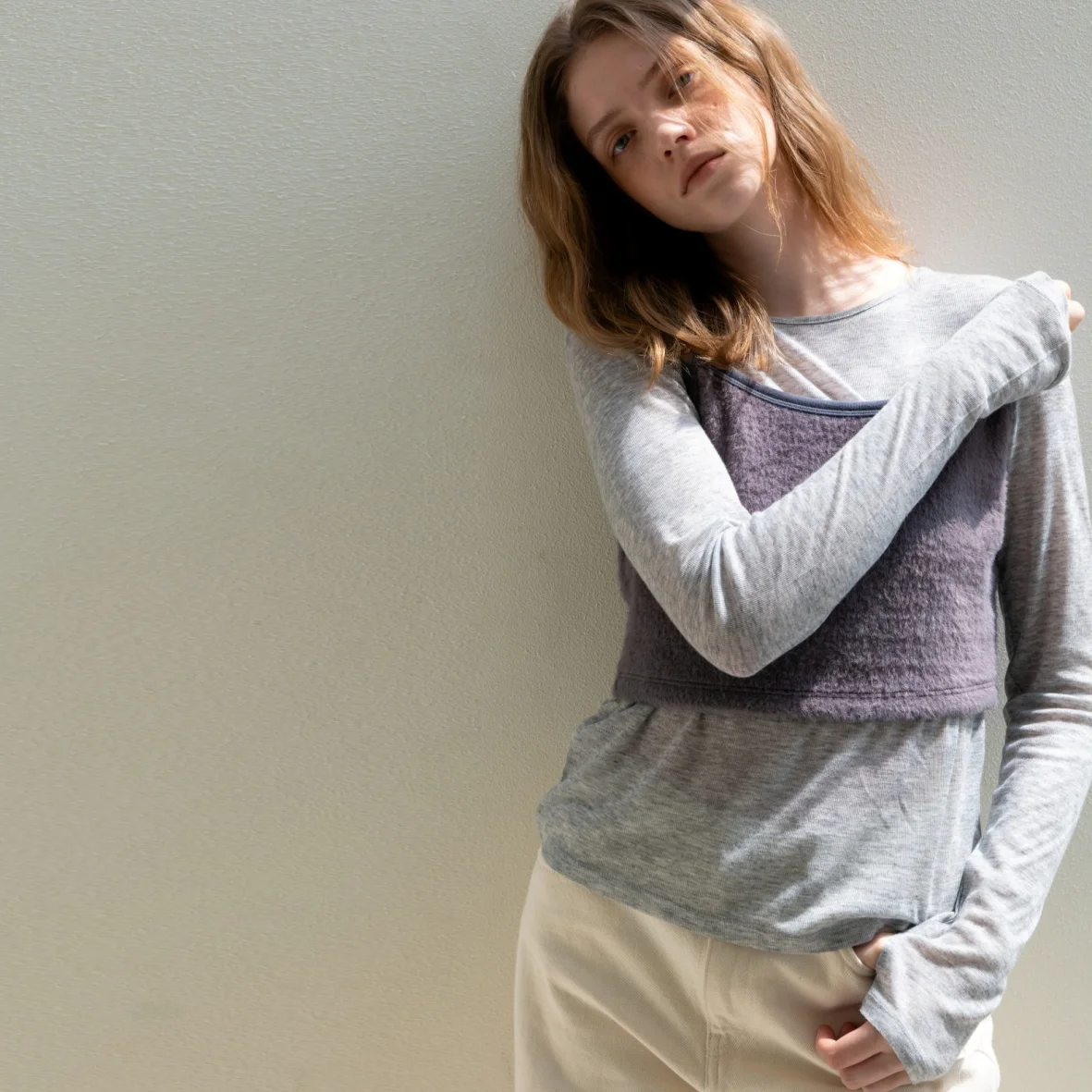 SOFT WOOL JERSEY T-SHIRT GREY