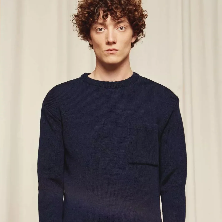 Salaun Sweater in heather virgin wool_Navy