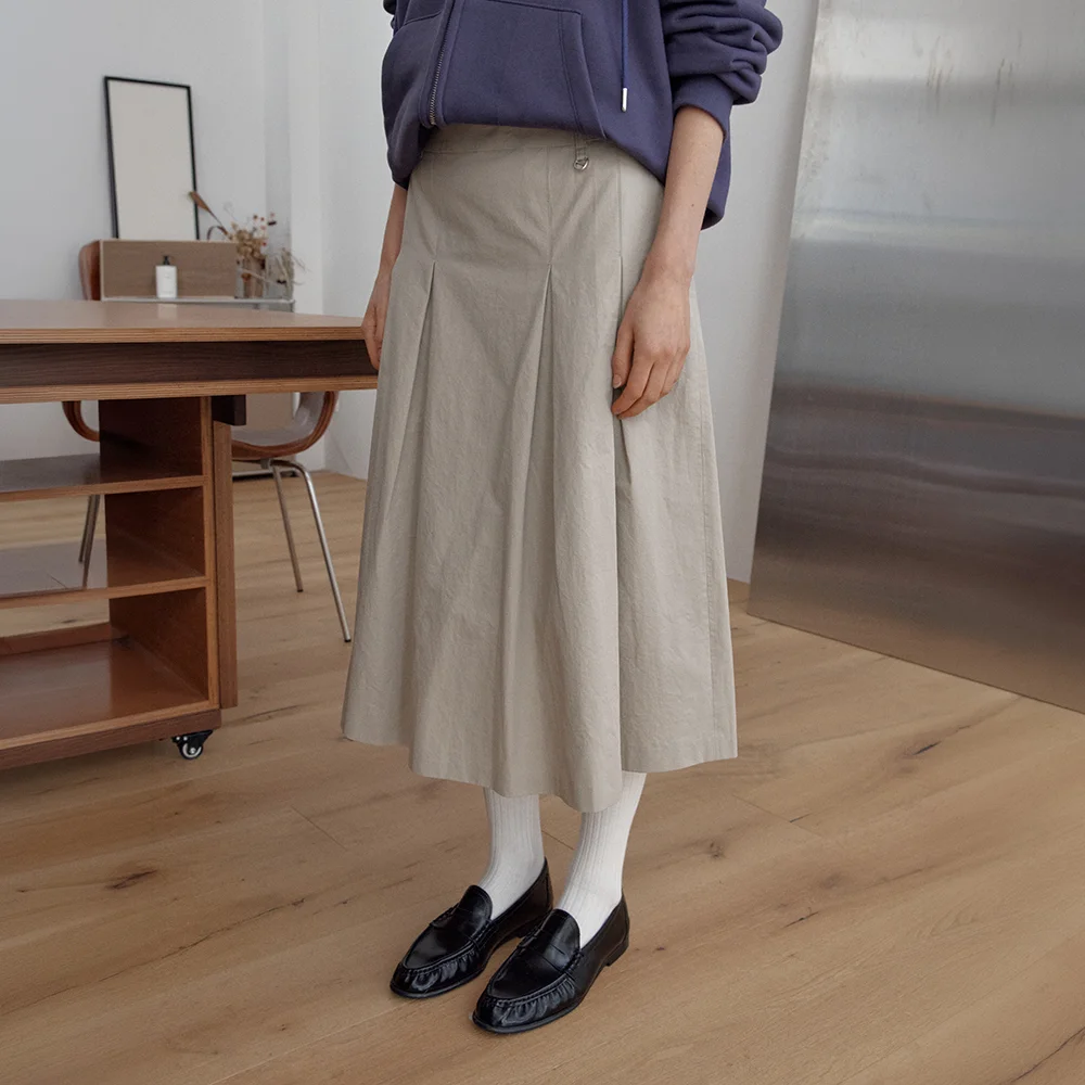 natural pleats skirt - beige