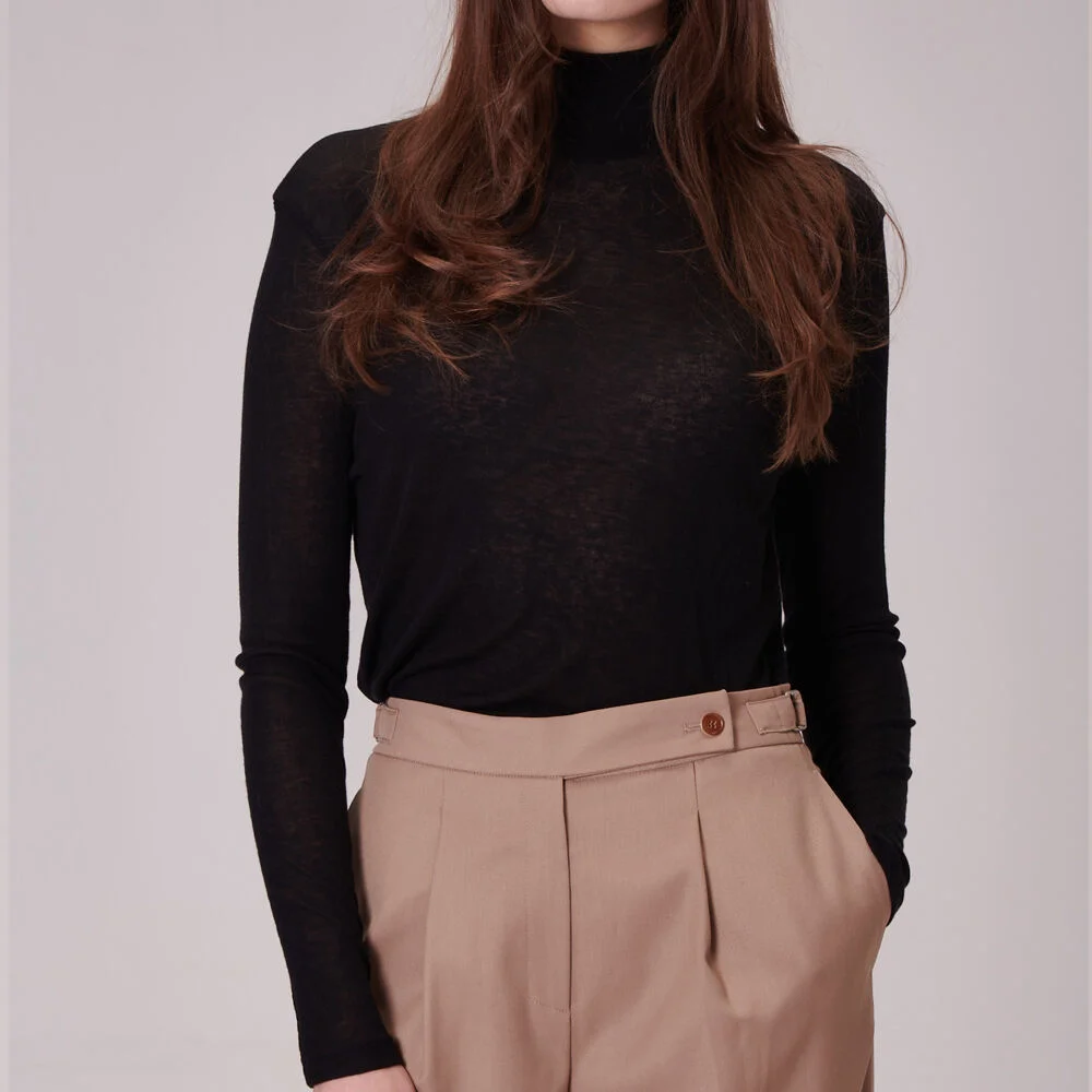 turtleneck thin T-shirt(BK)