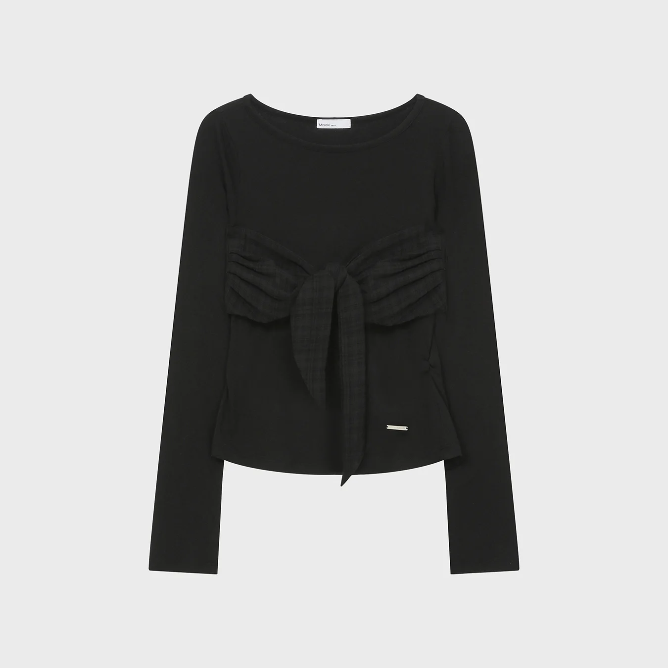 Check tie long sleeve BLACK