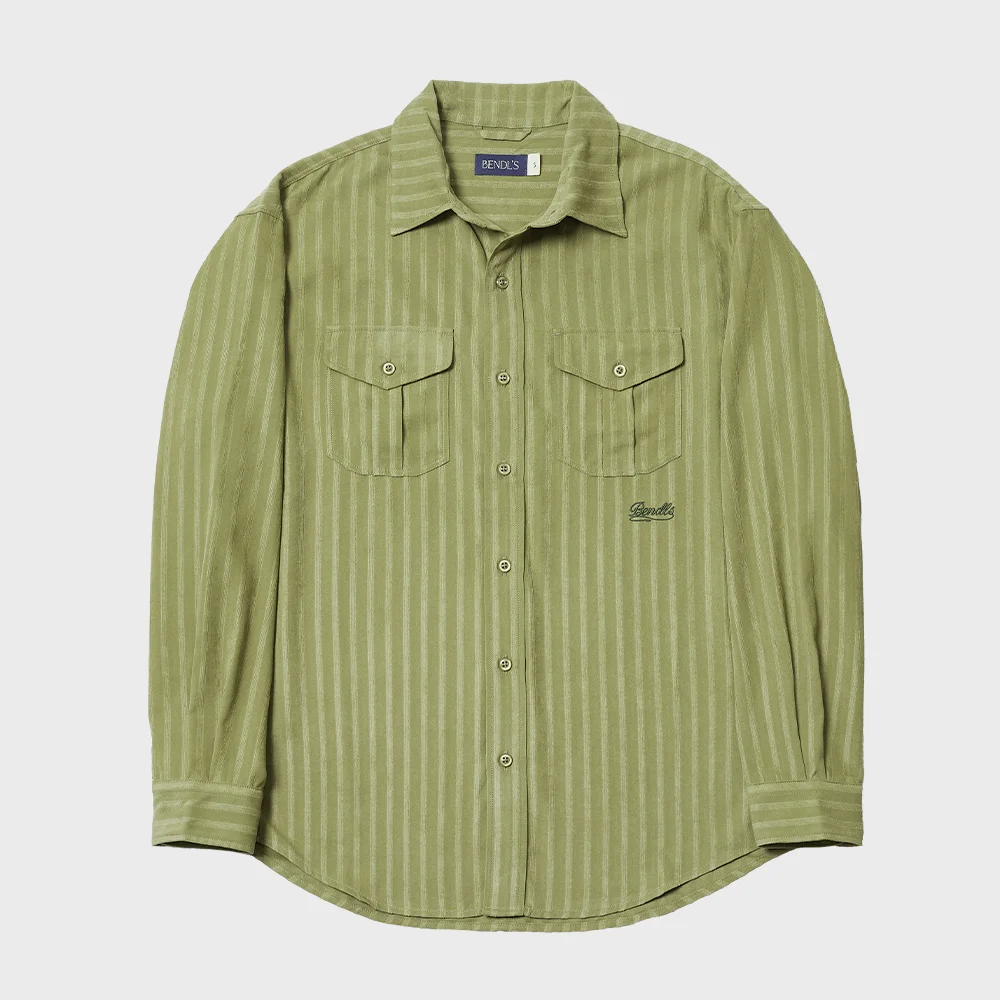 STRIPE WESTERN SHIRTS -L/KHAKI