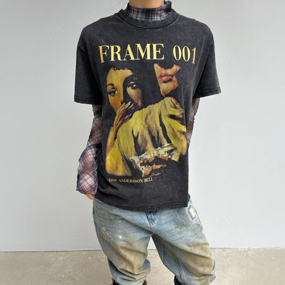 LAYERED FRAME 001 PRINTED T-SHIRT (CHARCOAL)