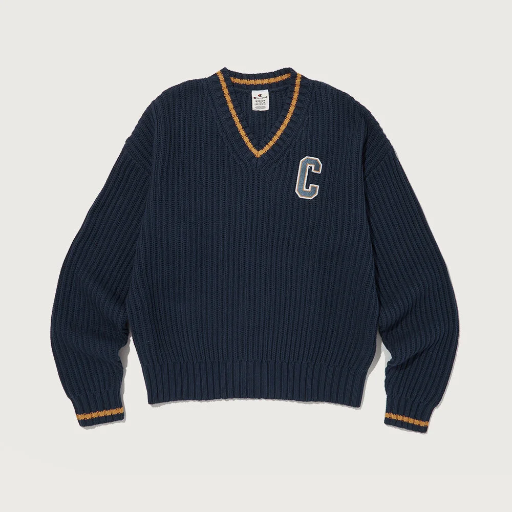 可水洗 V領 毛衣 Normal Navy