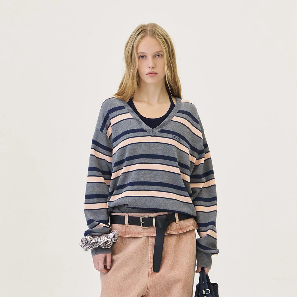 SANDY V-NECK KNIT (CHARCOAL)