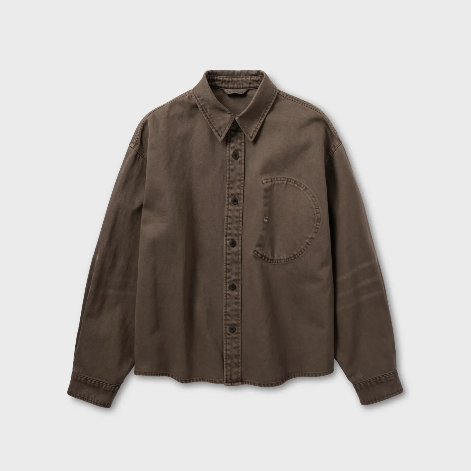 染色 牛仔 襯衫_BROWN