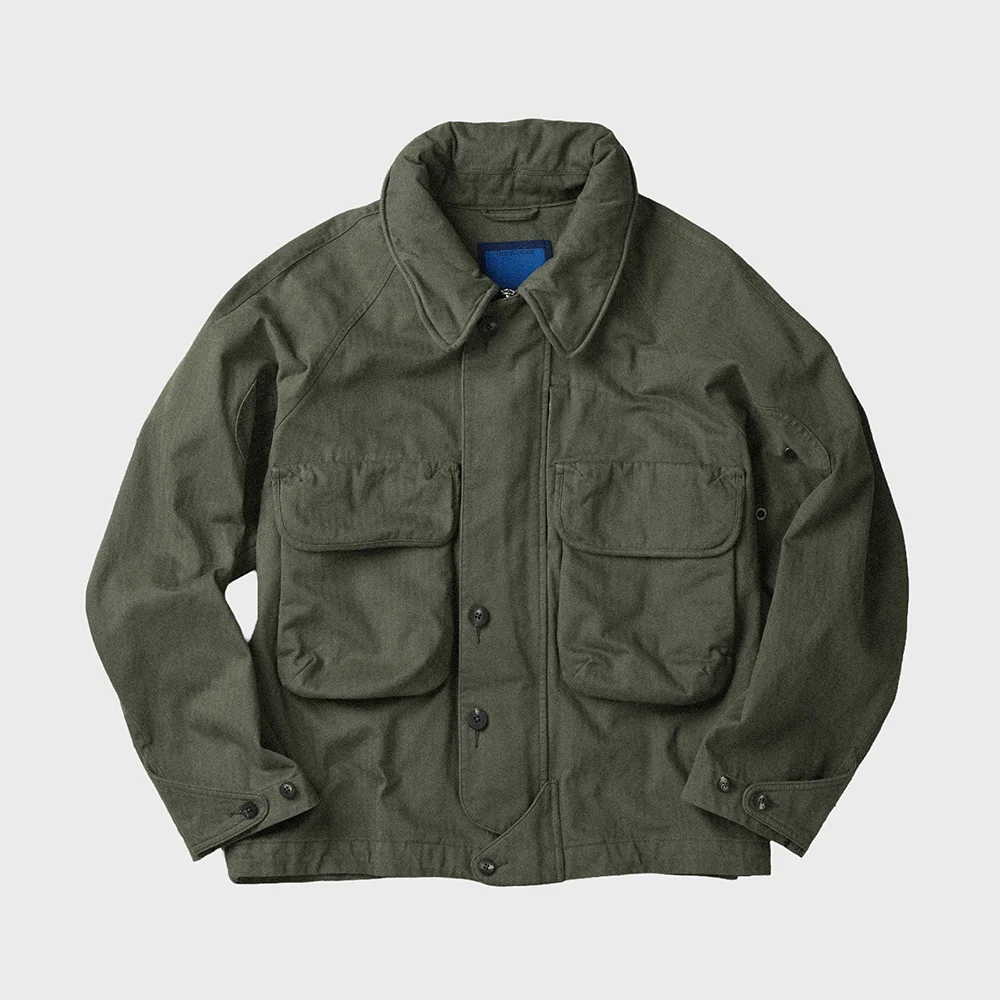 Heritage Herringbone Cotton Fishing Jacket AZUAM26320KHX