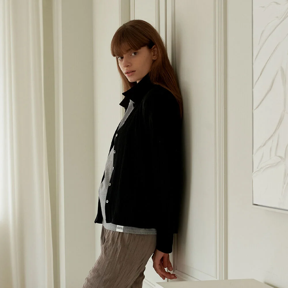 Simple Knit Shirt Cardigan 簡約 針織衫 襯衫 開襟外套