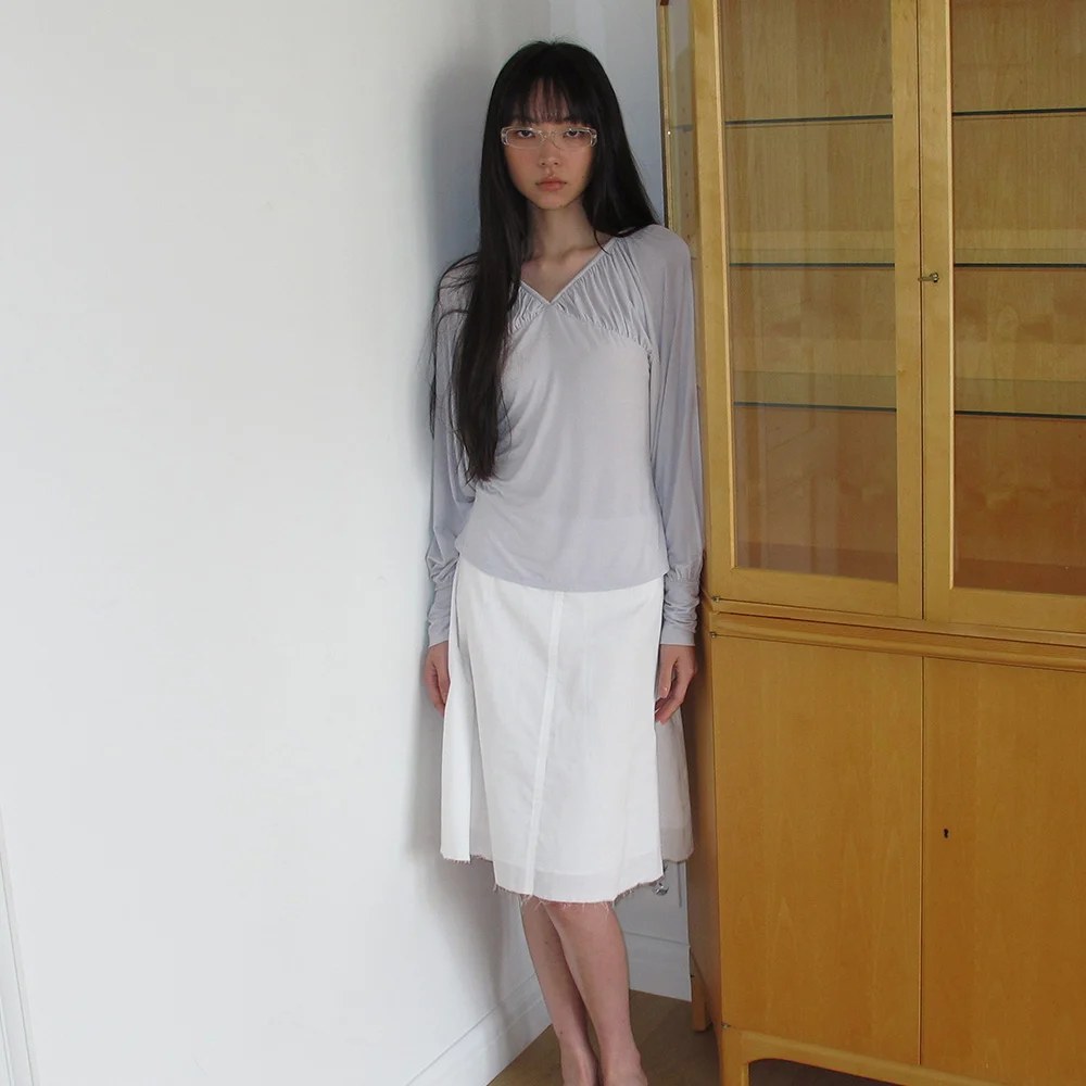 Vintage stitch skirt (White)
