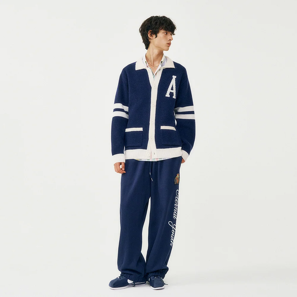 學院風 針織衫 開襟外套 / NAVY