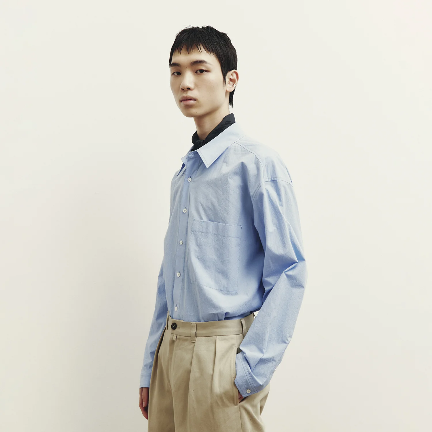 Creased Loosed Shirt - Light Blue